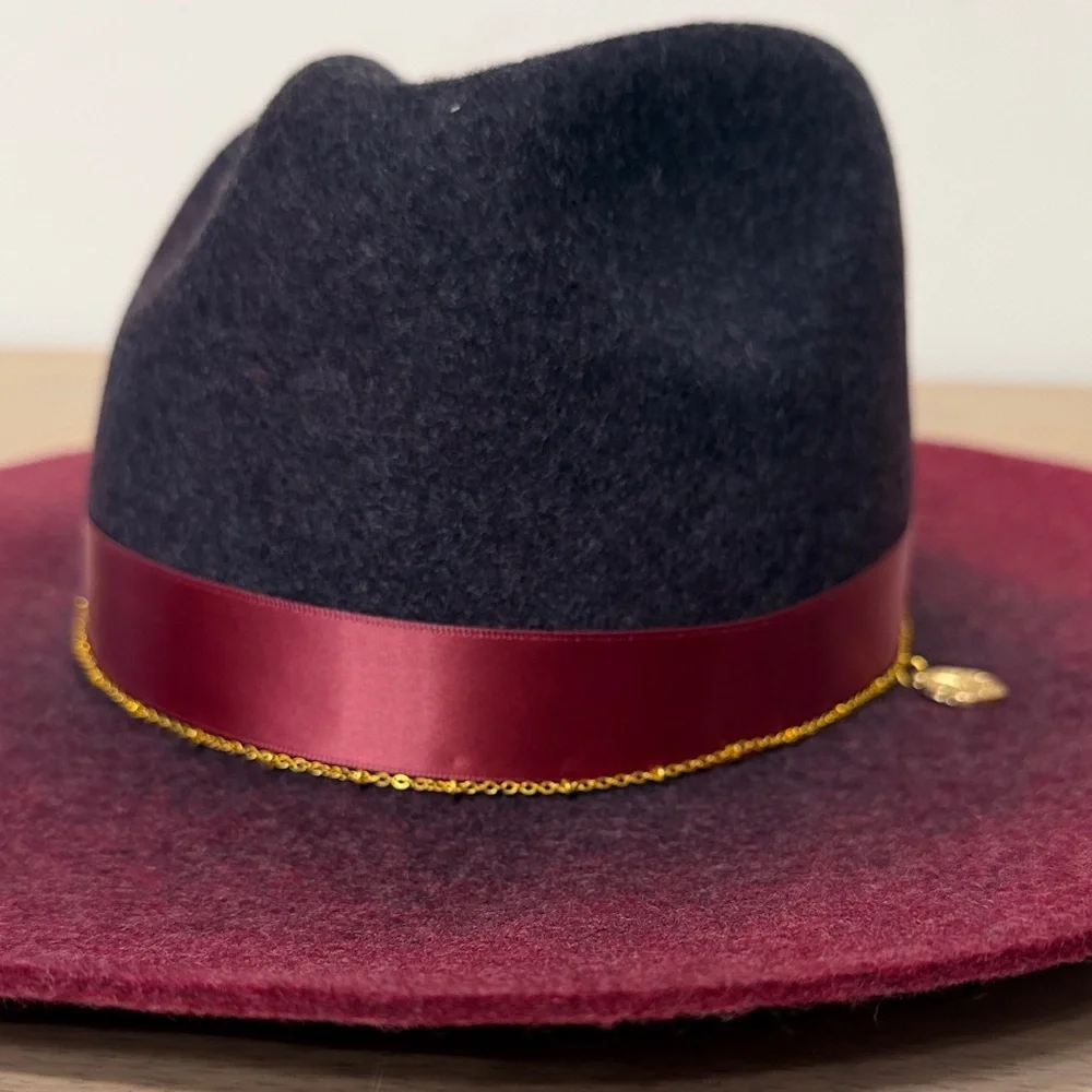 Trina Turk Burgundy and Black Wool Hat - Picture 5 of 15